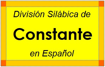 Divisão Silábica de Constante em Espanhol