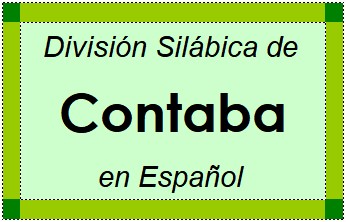 División Silábica de Contaba en Español
