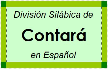 División Silábica de Contará en Español