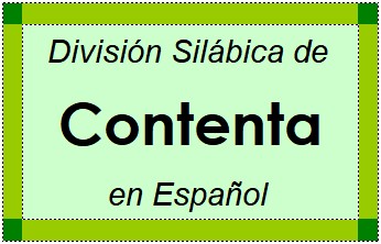 Divisão Silábica de Contenta em Espanhol