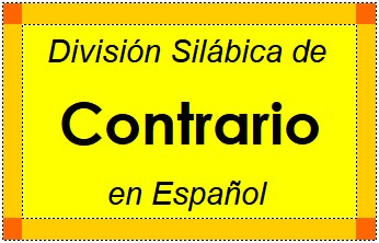 Divisão Silábica de Contrario em Espanhol