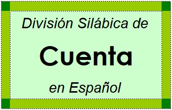Divisão Silábica de Cuenta em Espanhol