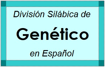 Divisão Silábica de Genético em Espanhol