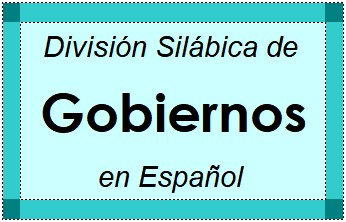 Divisão Silábica de Gobiernos em Espanhol