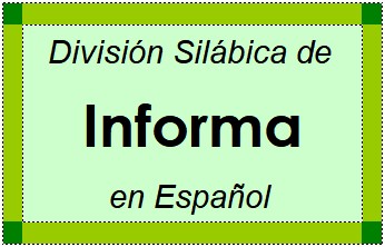 Divisão Silábica de Informa em Espanhol