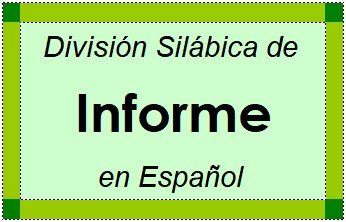 Divisão Silábica de Informe em Espanhol