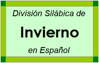 Divisão Silábica de Invierno em Espanhol