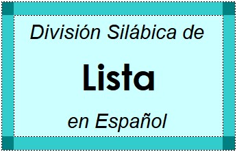 Divisão Silábica de Lista em Espanhol