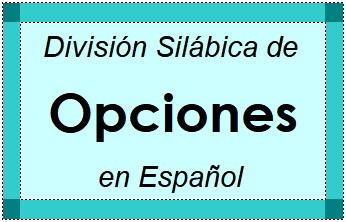 Divisão Silábica de Opciones em Espanhol